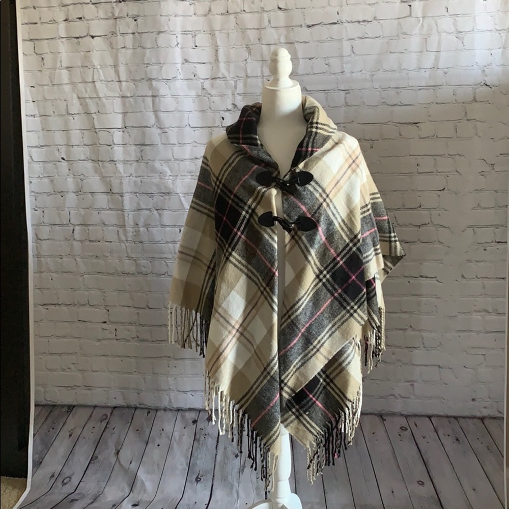 Plaid poncho